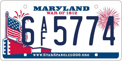 MD license plate 6AF5774