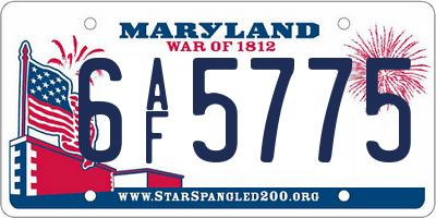 MD license plate 6AF5775