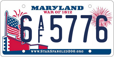 MD license plate 6AF5776
