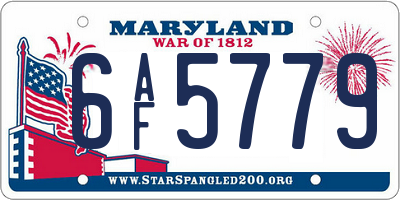 MD license plate 6AF5779