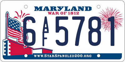 MD license plate 6AF5781