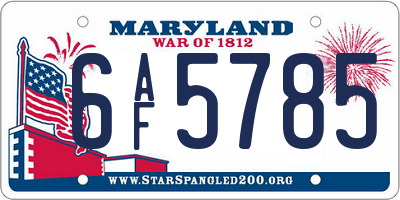 MD license plate 6AF5785