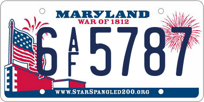 MD license plate 6AF5787