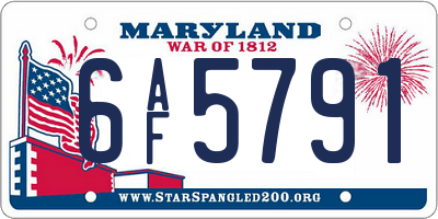 MD license plate 6AF5791