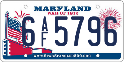 MD license plate 6AF5796