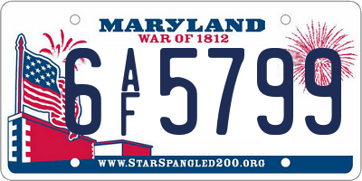 MD license plate 6AF5799
