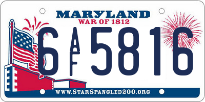 MD license plate 6AF5816