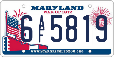 MD license plate 6AF5819