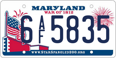 MD license plate 6AF5835