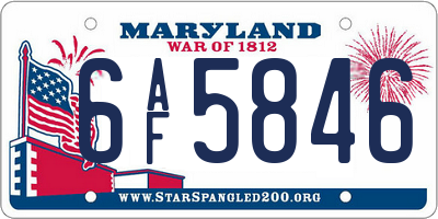 MD license plate 6AF5846