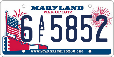MD license plate 6AF5852
