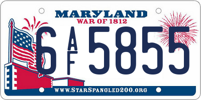 MD license plate 6AF5855
