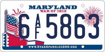 MD license plate 6AF5863