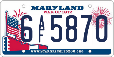 MD license plate 6AF5870