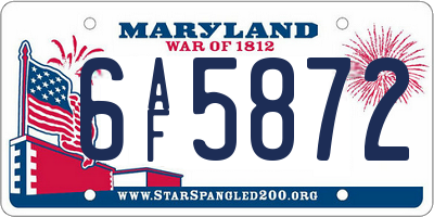 MD license plate 6AF5872