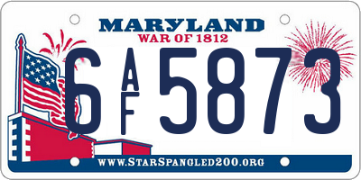 MD license plate 6AF5873