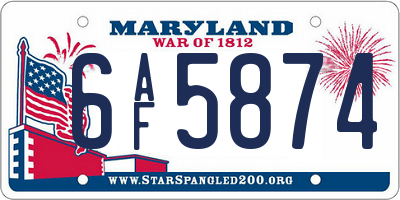 MD license plate 6AF5874