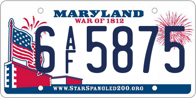 MD license plate 6AF5875
