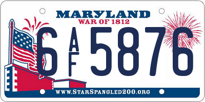 MD license plate 6AF5876