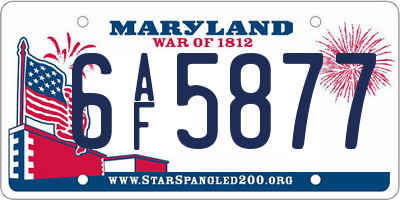 MD license plate 6AF5877