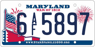 MD license plate 6AF5897