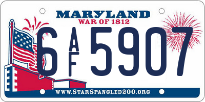 MD license plate 6AF5907