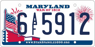 MD license plate 6AF5912
