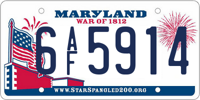 MD license plate 6AF5914
