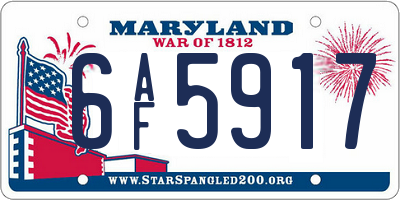 MD license plate 6AF5917