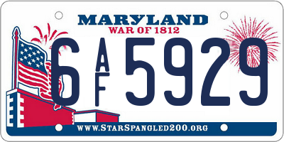 MD license plate 6AF5929