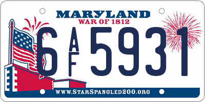 MD license plate 6AF5931