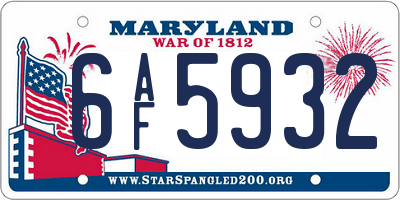 MD license plate 6AF5932