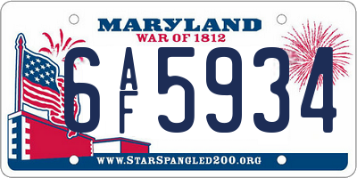 MD license plate 6AF5934