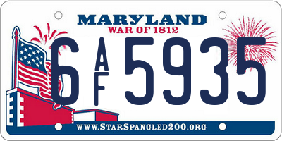 MD license plate 6AF5935