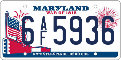 MD license plate 6AF5936