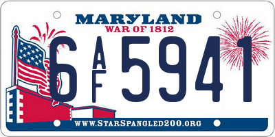 MD license plate 6AF5941