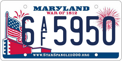 MD license plate 6AF5950