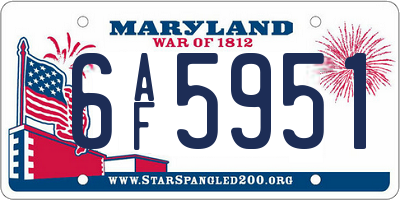 MD license plate 6AF5951