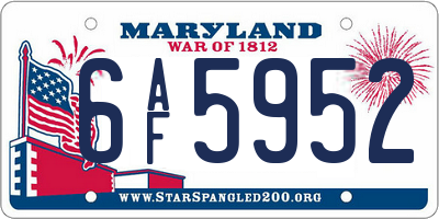 MD license plate 6AF5952