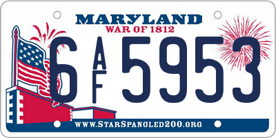 MD license plate 6AF5953