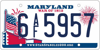MD license plate 6AF5957