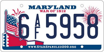 MD license plate 6AF5958