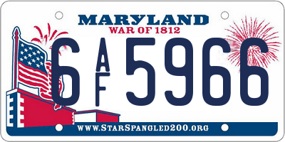 MD license plate 6AF5966