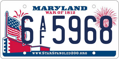 MD license plate 6AF5968