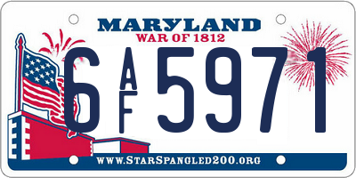 MD license plate 6AF5971