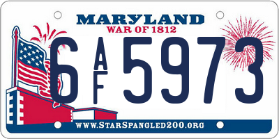 MD license plate 6AF5973