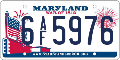 MD license plate 6AF5976