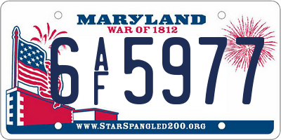 MD license plate 6AF5977
