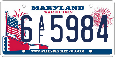 MD license plate 6AF5984
