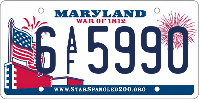 MD license plate 6AF5990